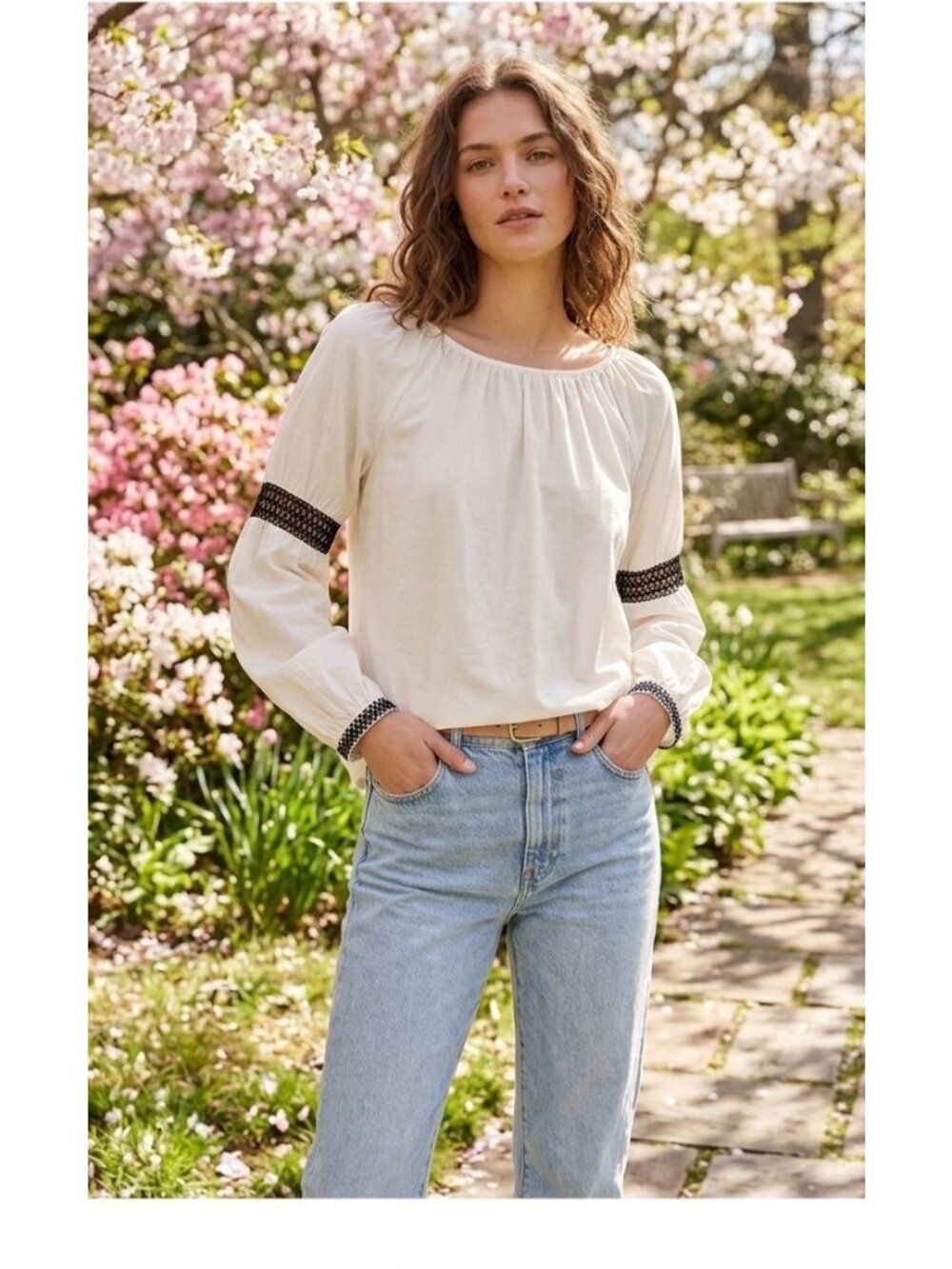 Elizabeth And James Juliet Sleeve Blouse White Size L Renaissance Milk Maid